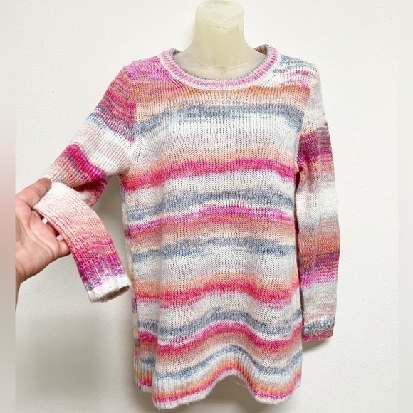 GAP Womens Pink Multi Spacedye Striped Forever Cozy Tunic Long Sleeve Sweater - Picture 4 of 5